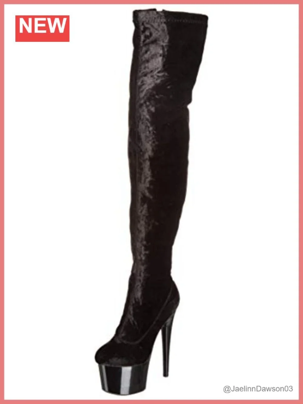 Crushed Velvet Platform Thigh High Boots Motorcycle Dress